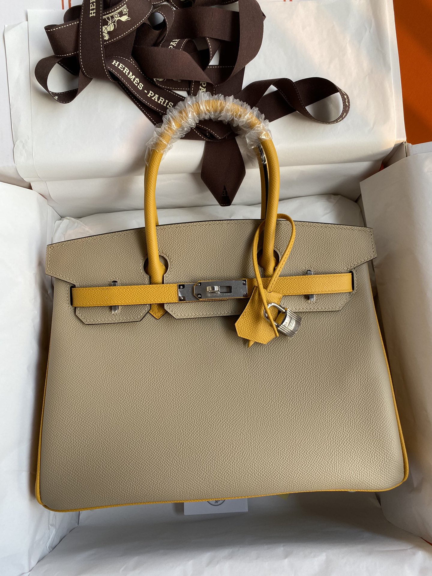 Hermes Birkin 35CM Epsom Leather Handbag Trench Yellow Amber